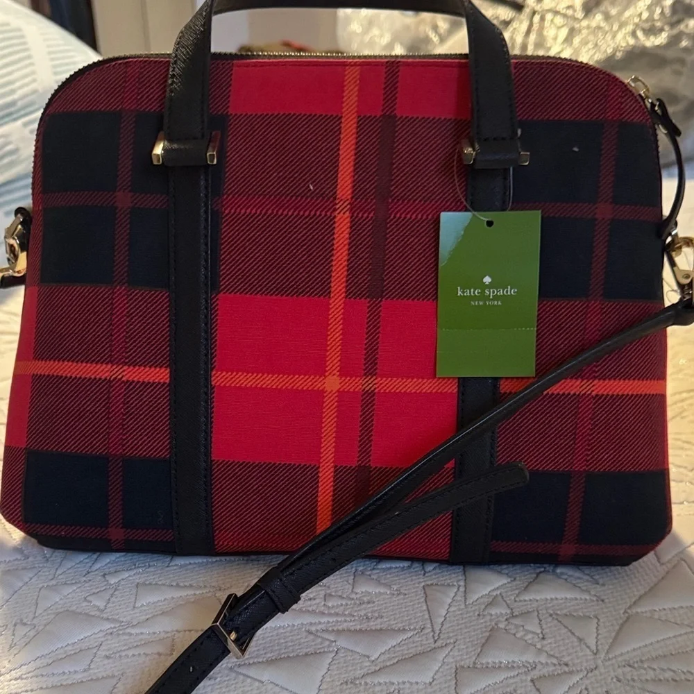 Kate Spade Red and Black Checkered Satchel